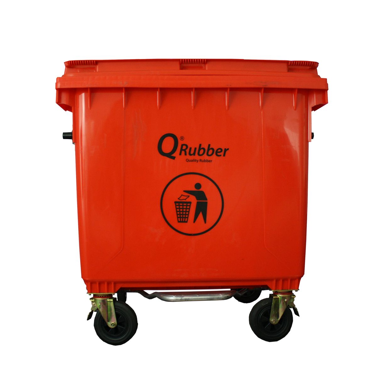 QRUBBER - Contenedor de Basura 660 lts rojo con pedal Qrubber