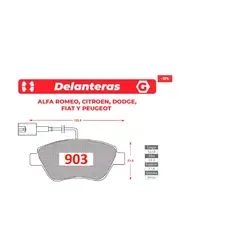 GENERICO - Pastillas de Freno - Alfa Romeo - Dodge - Citroen - Fiat - Peugeot - Gtx Premium Plus