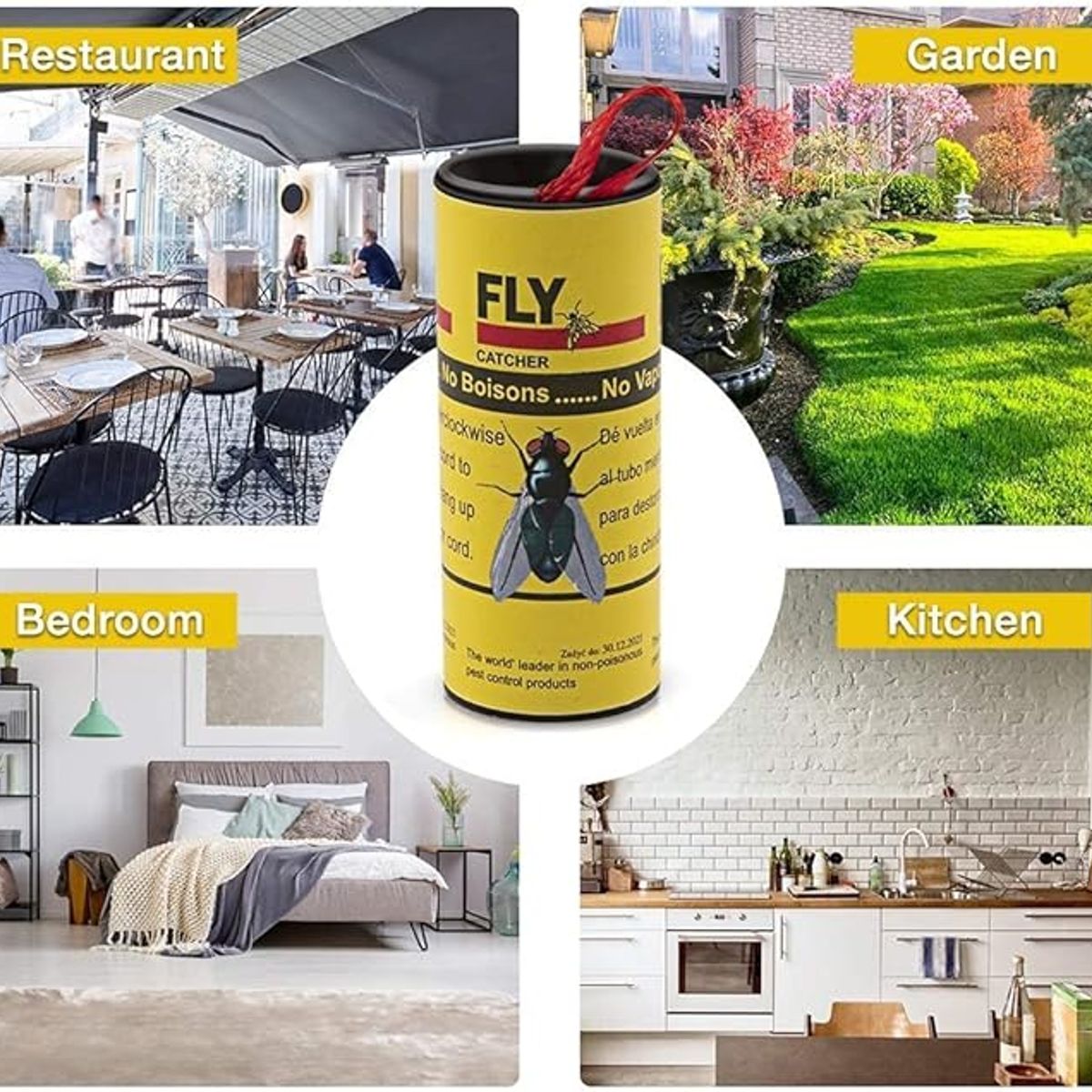 GENERICO - SET 4 ATRAPA MOSCAS ADHESIVO 24 horas