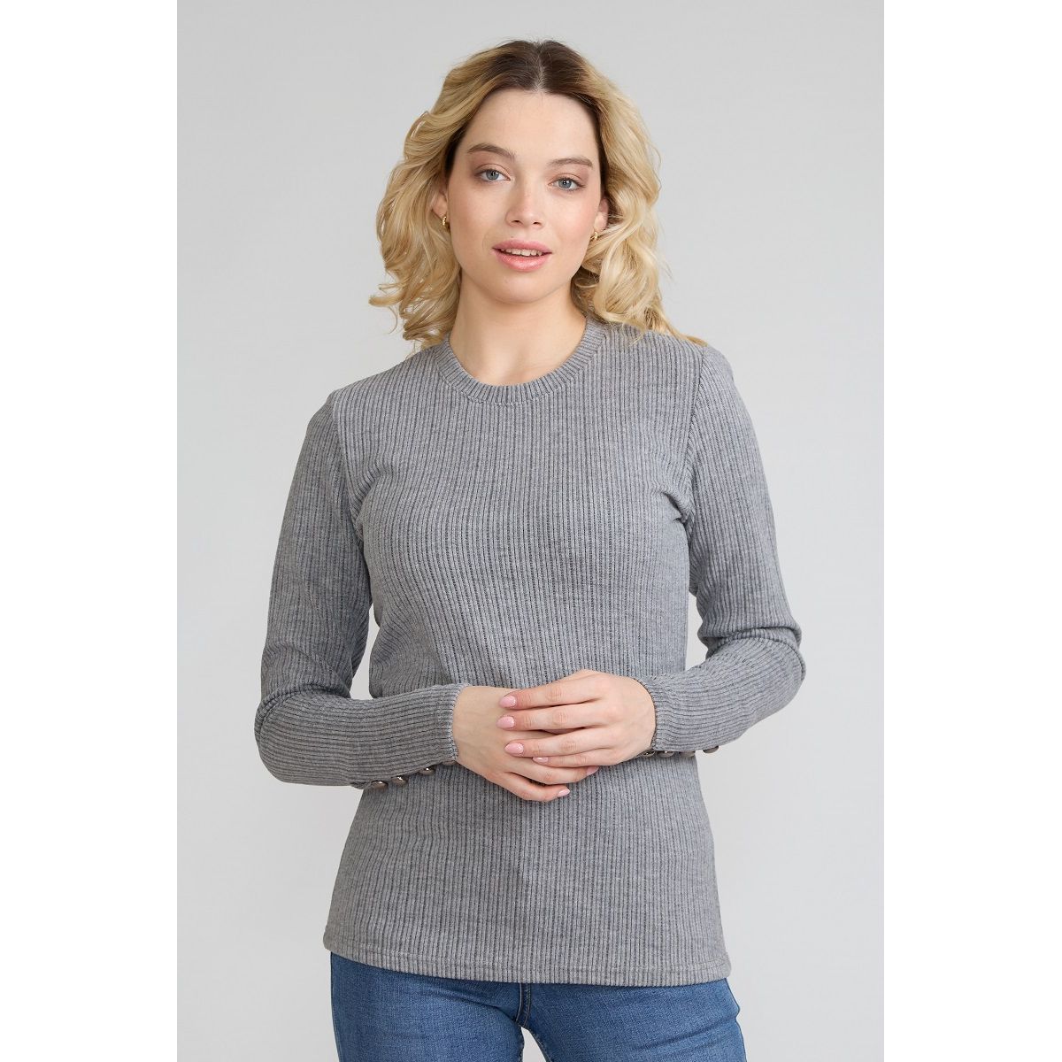 TENTATION - Polera Acanalada Gamuza Gris Tentation