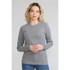 TENTATION - Polera Acanalada Gamuza Gris