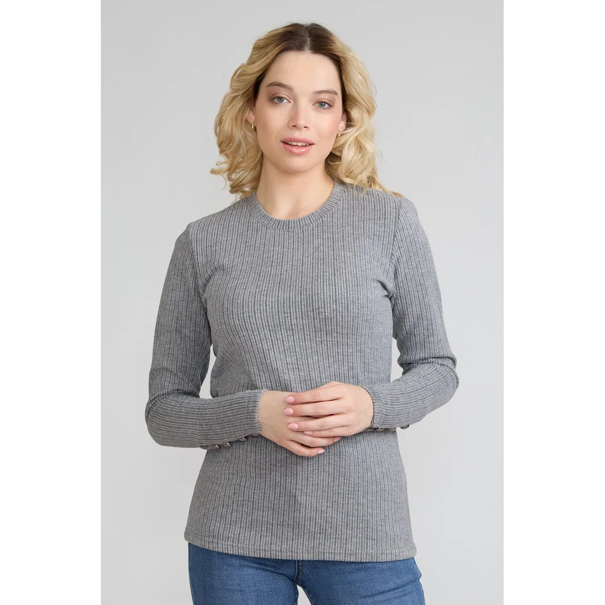 TENTATION - Polera Acanalada Gamuza Gris Tentation