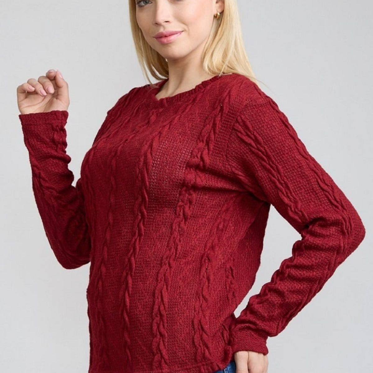 TENTATION - Sweater Trenzado Ladrillo Tentation