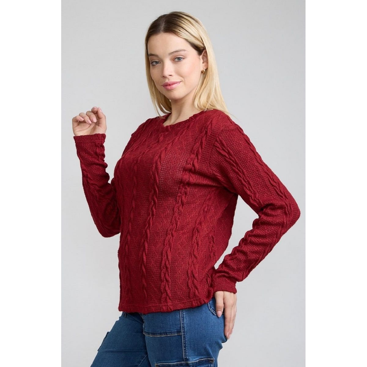 TENTATION - Sweater Trenzado Ladrillo Tentation