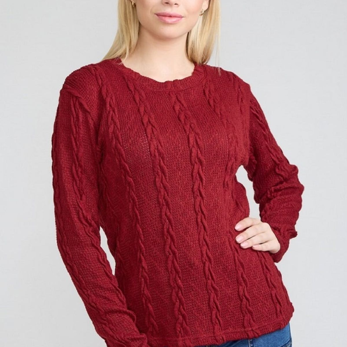 TENTATION - Sweater Trenzado Ladrillo Tentation