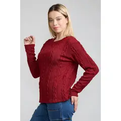 TENTATION - Sweater Trenzado Ladrillo