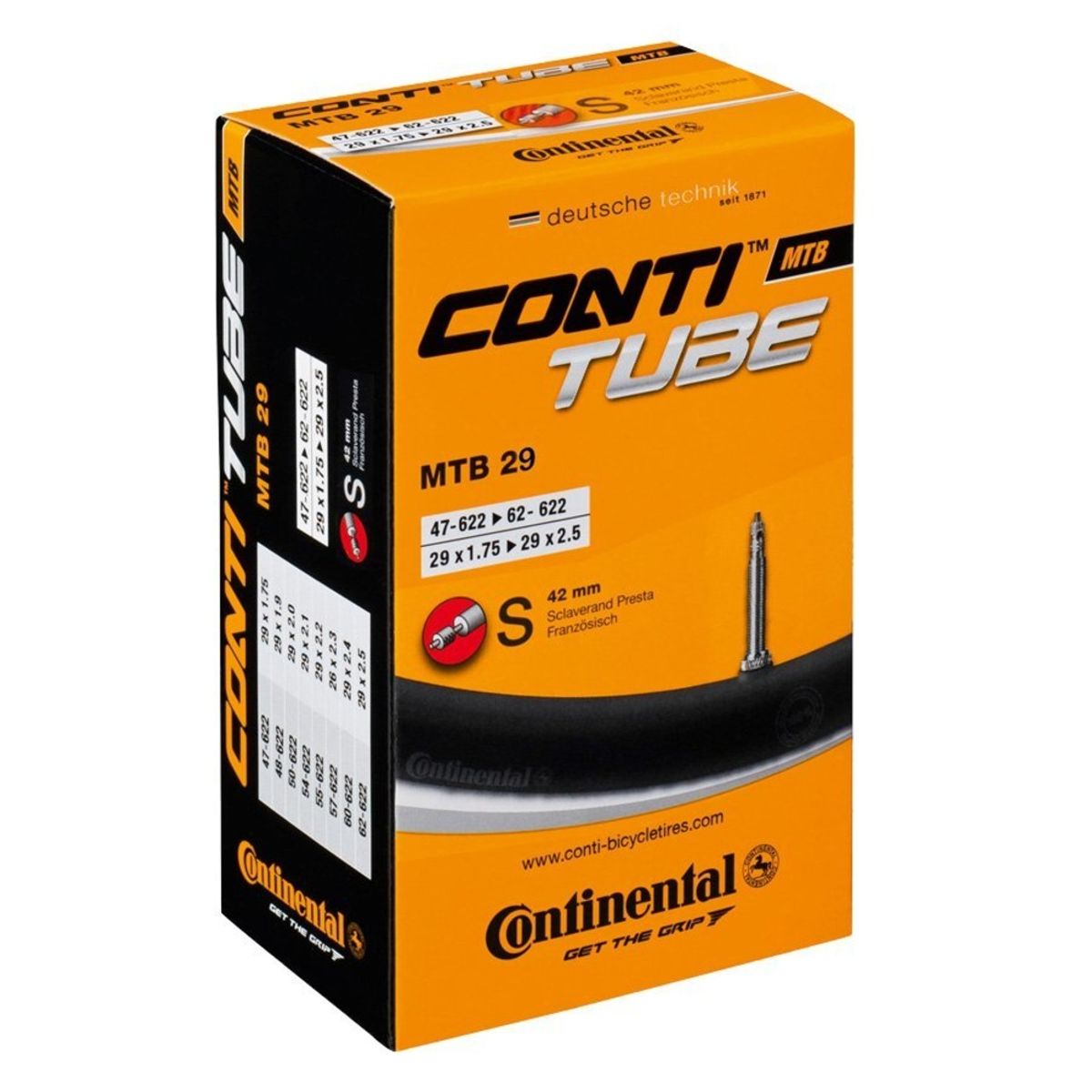 CONTINENTAL - Cámara bicicleta Continental Sprinter aro 29 Valvula Tub CONTINENTAL