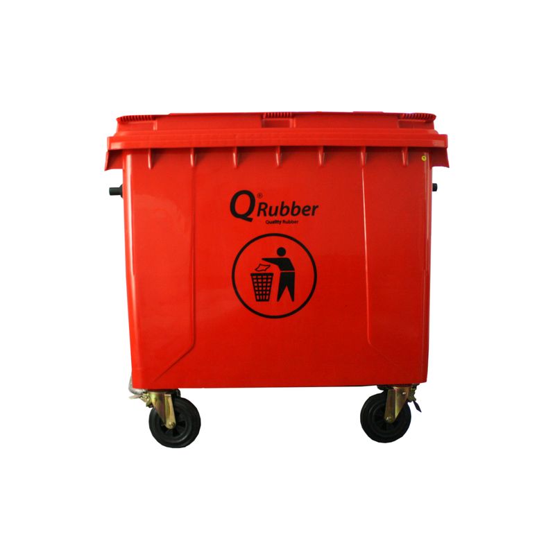 QRUBBER - Basurero Contenedor Basura  660 lts rojo QRubber