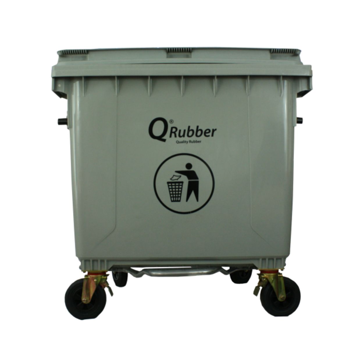QRUBBER - Contenedor de Basura 660 lts gris con pedal QRubber