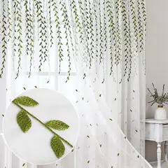 GENERICO - Cortina Visillos Bordados Con Argollas ROMANTICAS 140X230CM tf