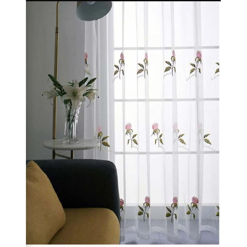 GENERICO - VISILLOS  Bordados Con Argollas ROMANTICAS 140X230CM  tf