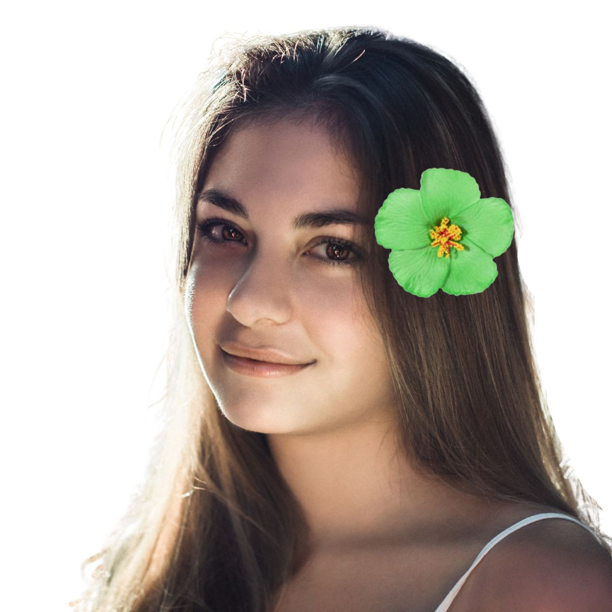 GENERICO - Flor Hibisco Verde Con Pinza para el cabello