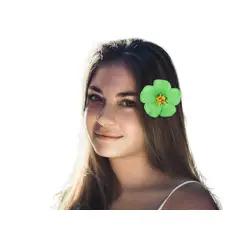 GENERICO - Flor Hibisco Verde Con Pinza para el cabello