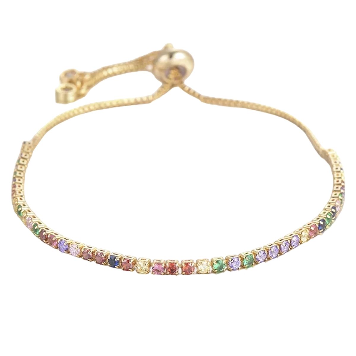 LUXURYJOYAS - Pulsera Tennis Baño Oro 18kt Cristales Multicolor LUXURYJOYAS