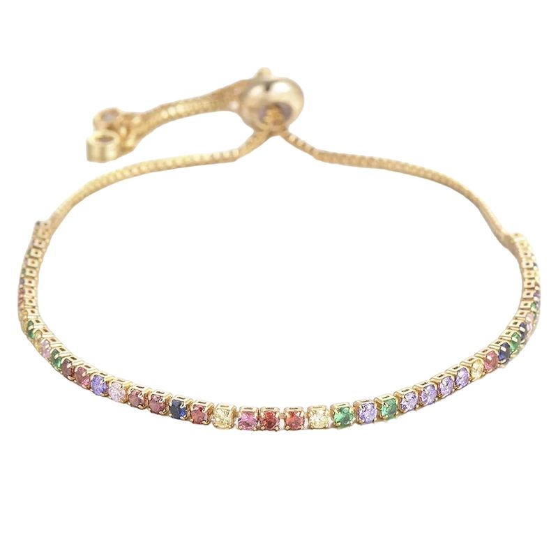 LUXURYJOYAS - Pulsera Tennis Baño Oro 18kt Cristales Multicolor LUXURYJOYAS