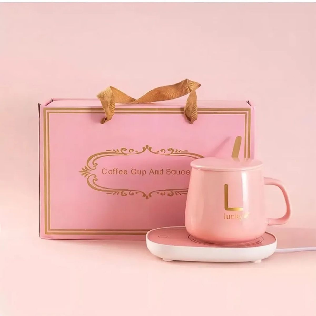 GENERICO - Taza con Calentador Eléctrico Café Te Leche - Rosa