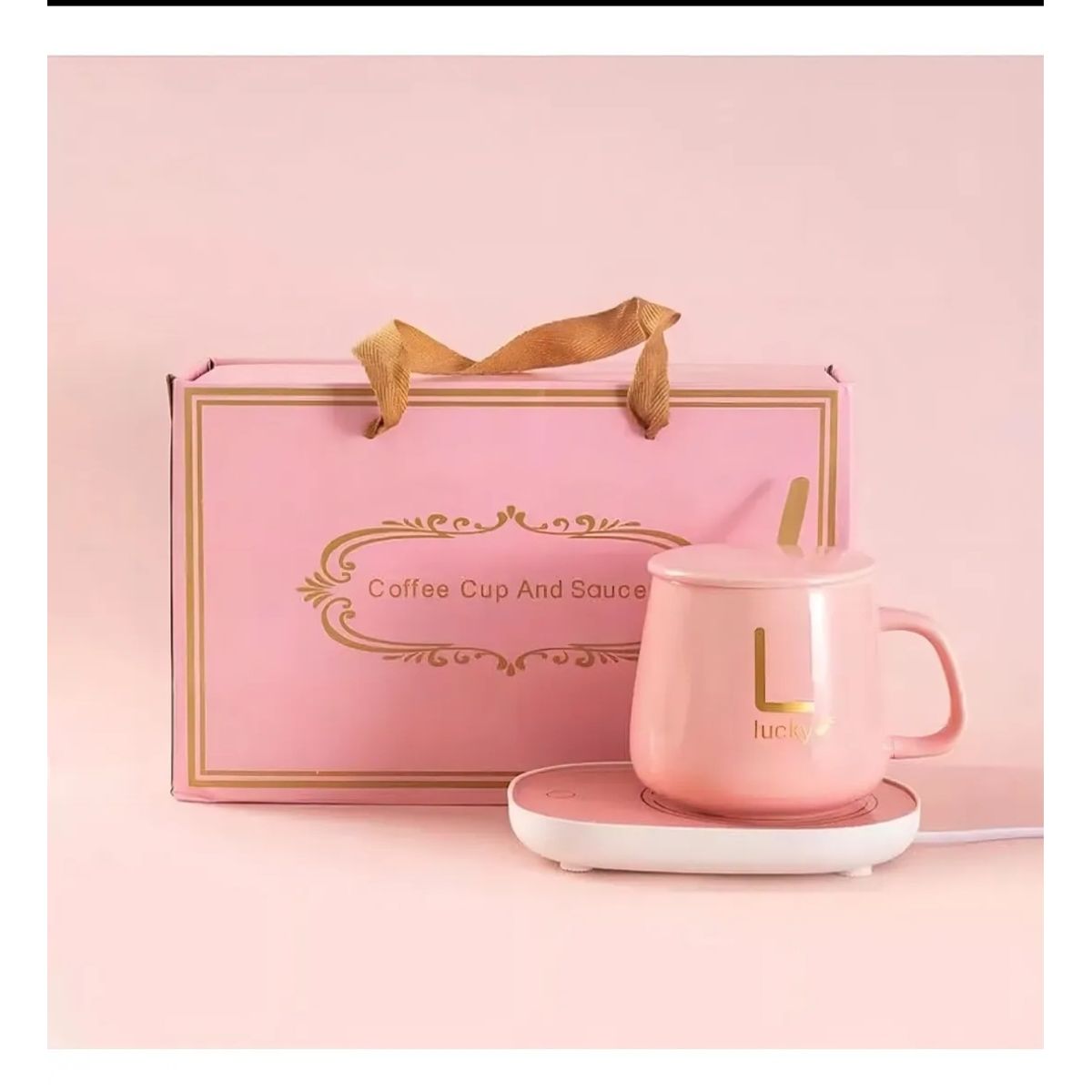 GENERICO - Taza con Calentador Eléctrico Café Te Leche - Rosa