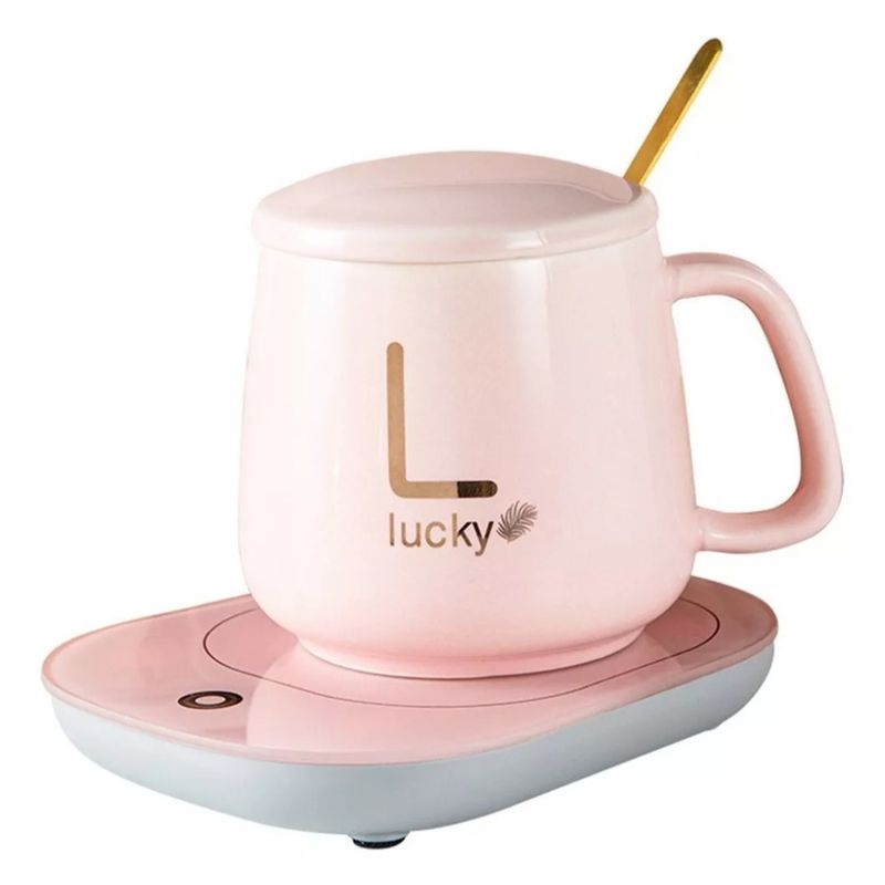 GENERICO - Taza con Calentador Eléctrico Café Te Leche - Rosa