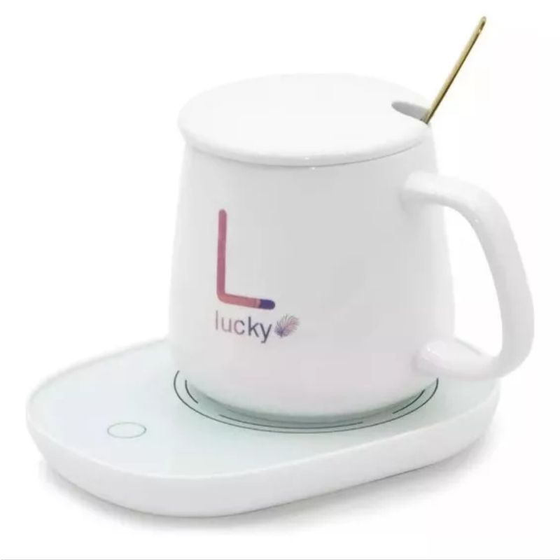 GENERICO - Taza con Calentador Eléctrico Café Te Leche - blanca