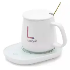 GENERICO - Taza con Calentador Eléctrico Café Te Leche - blanca