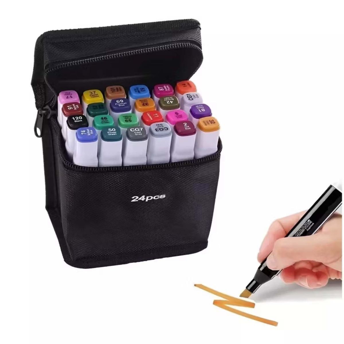 GENERICO - Plumones Punta Doble 24 Colores Punta Pincel