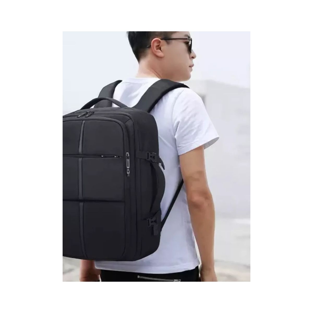 GENERICO - Mochila Ampliable De Gran Capacidad Viaje Notebook Color Negro