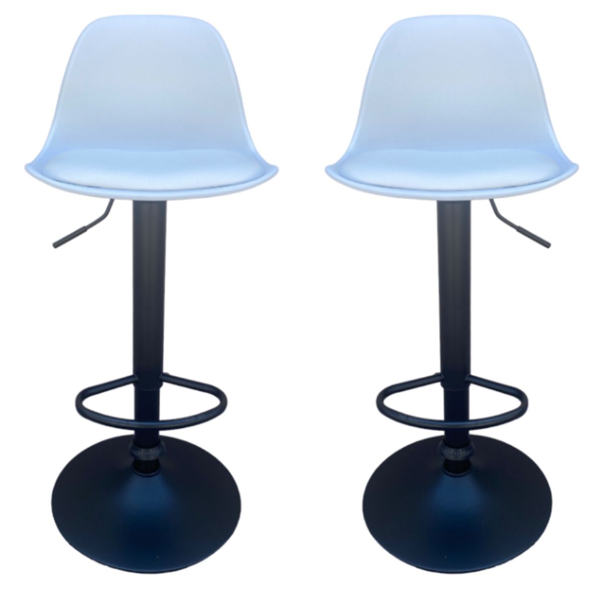 ARTIHOGAR - Pack 2 Pisos Bar Taburete Silla Tulipan Blancas/Negro