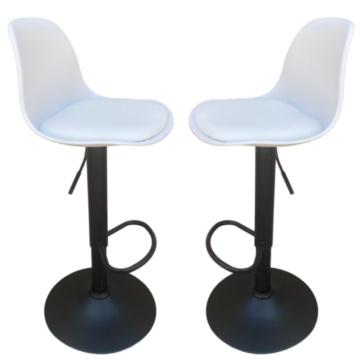 ARTIHOGAR - Pack 2 Pisos Bar Taburete Silla Tulipan Blancas/Negro