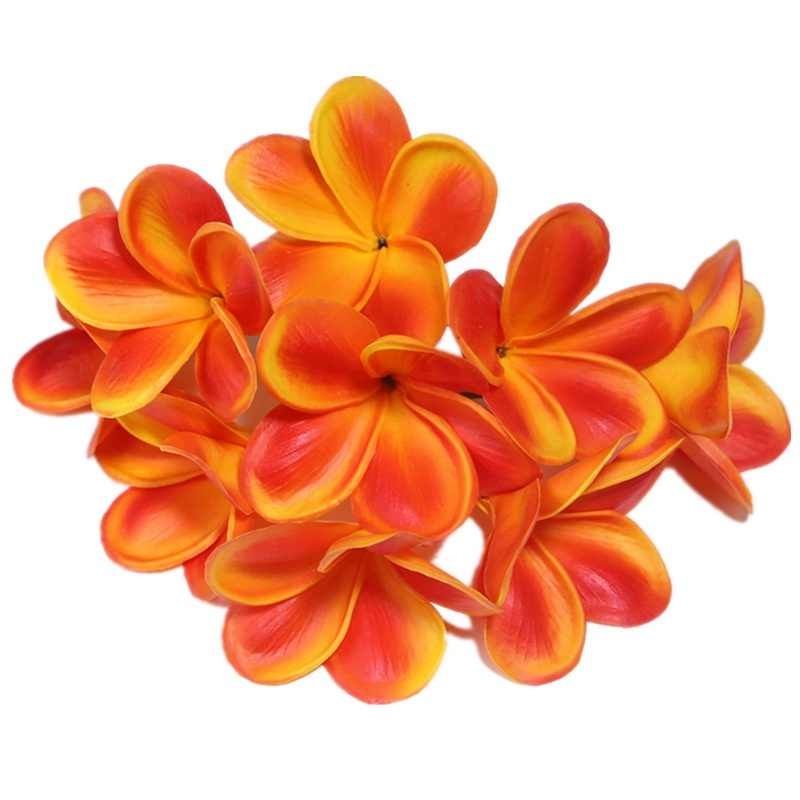 GENERICO - Flor Frangipanie Naranjo Con Amarillo Con Palito