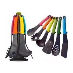 GENERICO - Juego Cucharones Mango Multicolor Antiadherente Cocina Setx6