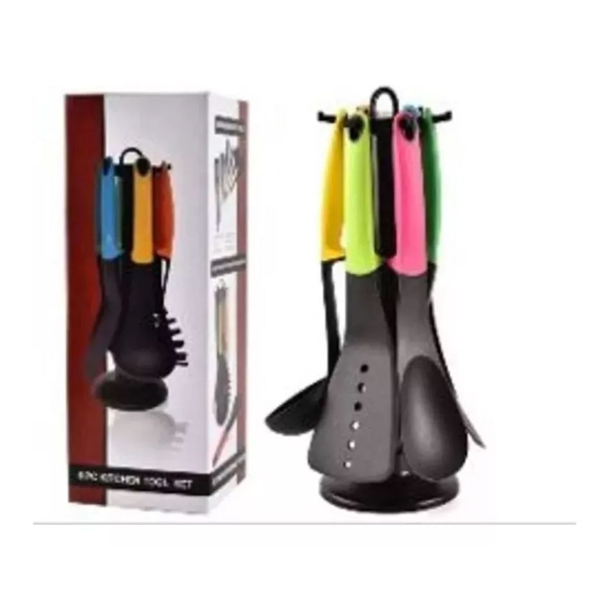 GENERICO - Juego Cucharones Mango Multicolor Antiadherente Cocina Setx6