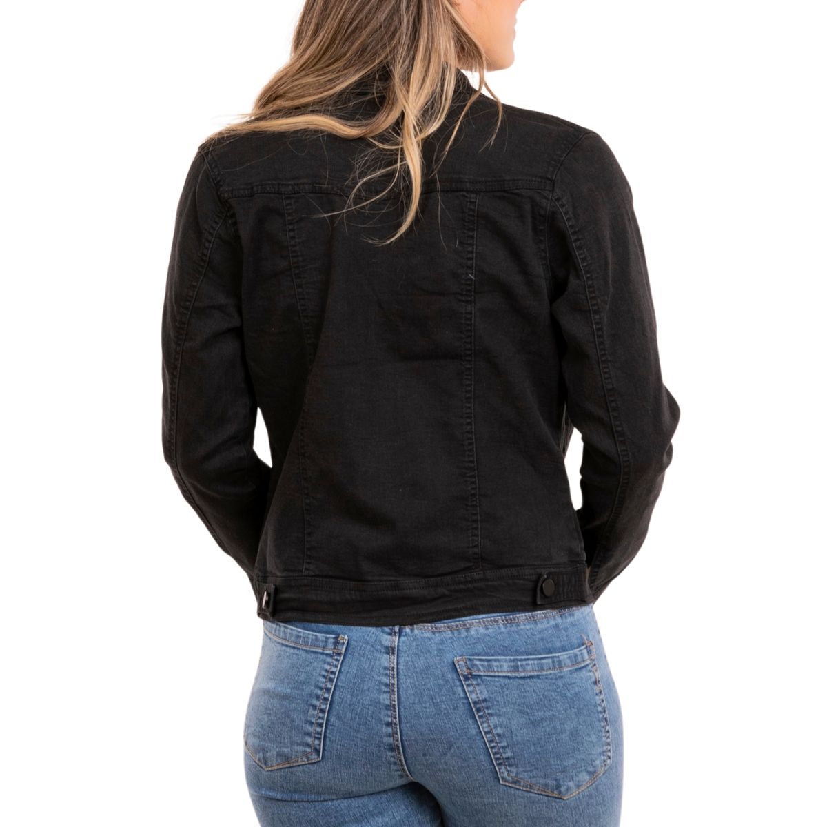 HIPSY - Chaqueta Mezclilla Mujer Negro elasticada