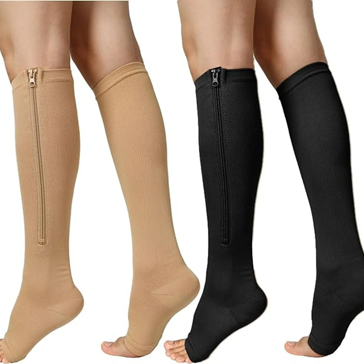 KUANGYE - Media Cierre Compresión Varices Larga Calceta 2 Pares