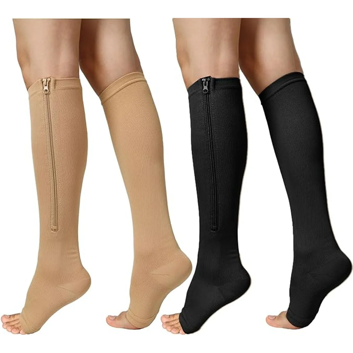 KUANGYE - Media Cierre Compresión Varices Larga Calceta 2 Pares