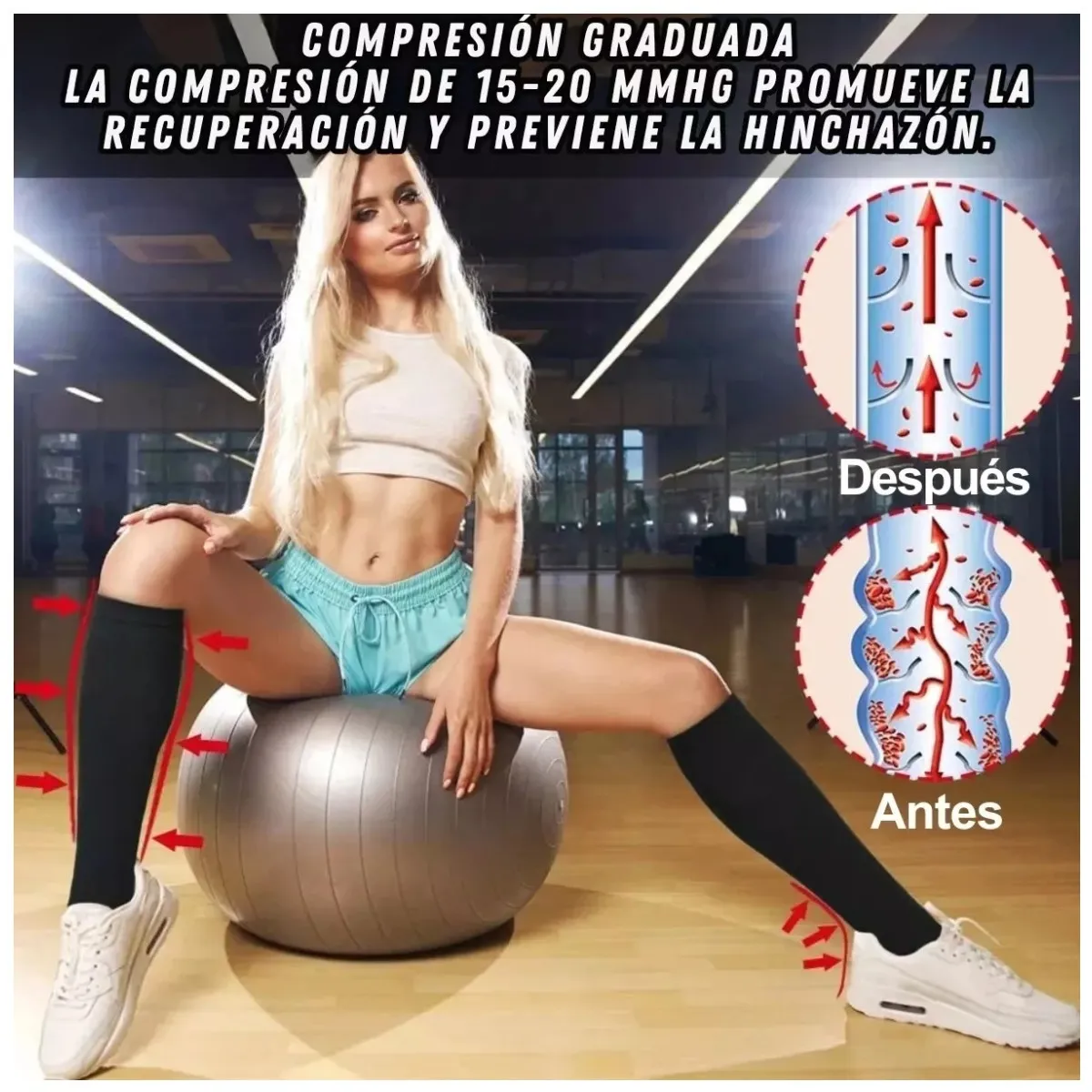 KUANGYE - Media Cierre Compresión Varices Larga Calceta 2 Pares