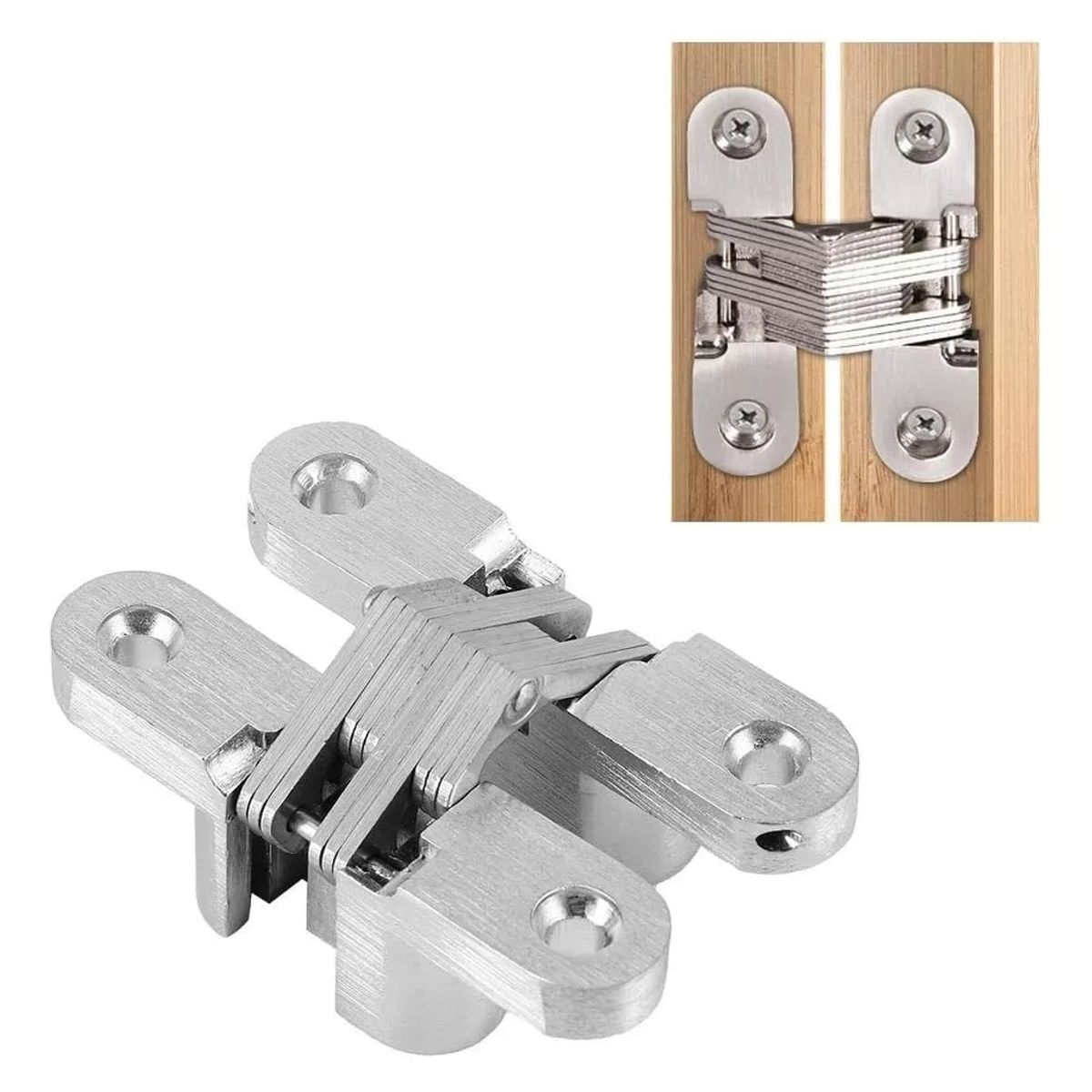 KUANGYE - Bisagra Invisible Oculta Para Puerta 25mm Cromo Satín