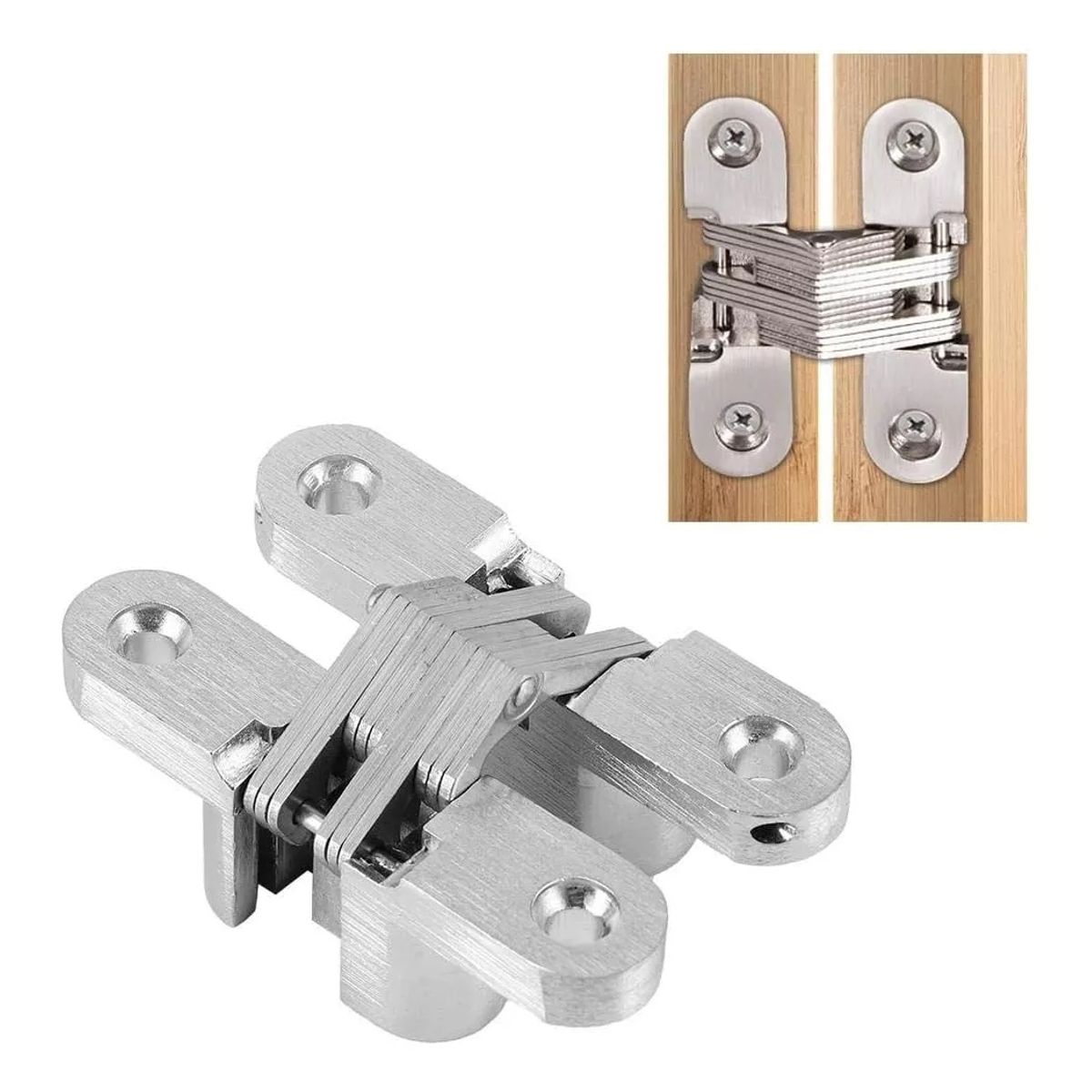 KUANGYE - Bisagra Invisible Oculta Para Puerta 25mm Cromo Satín