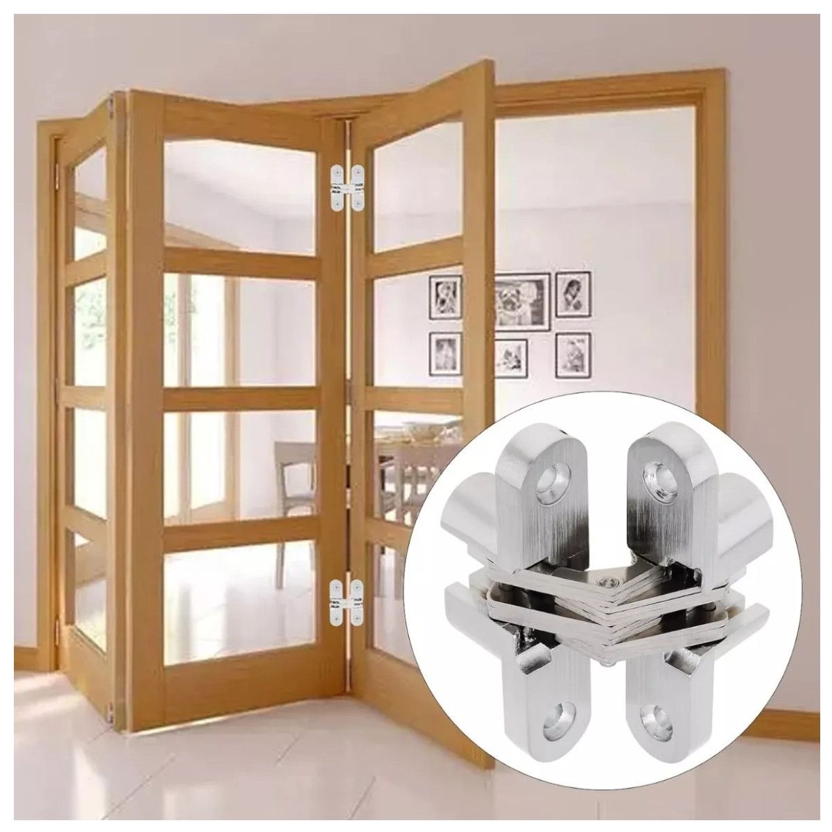 KUANGYE - Bisagra Invisible Oculta Para Puerta 25mm Cromo Satín