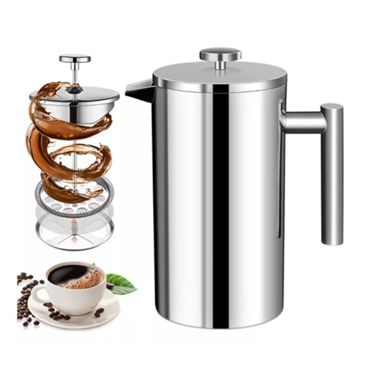 GENERICO - Cafetera De Prensa Francesa De Acero Inoxidable, 800 Ml