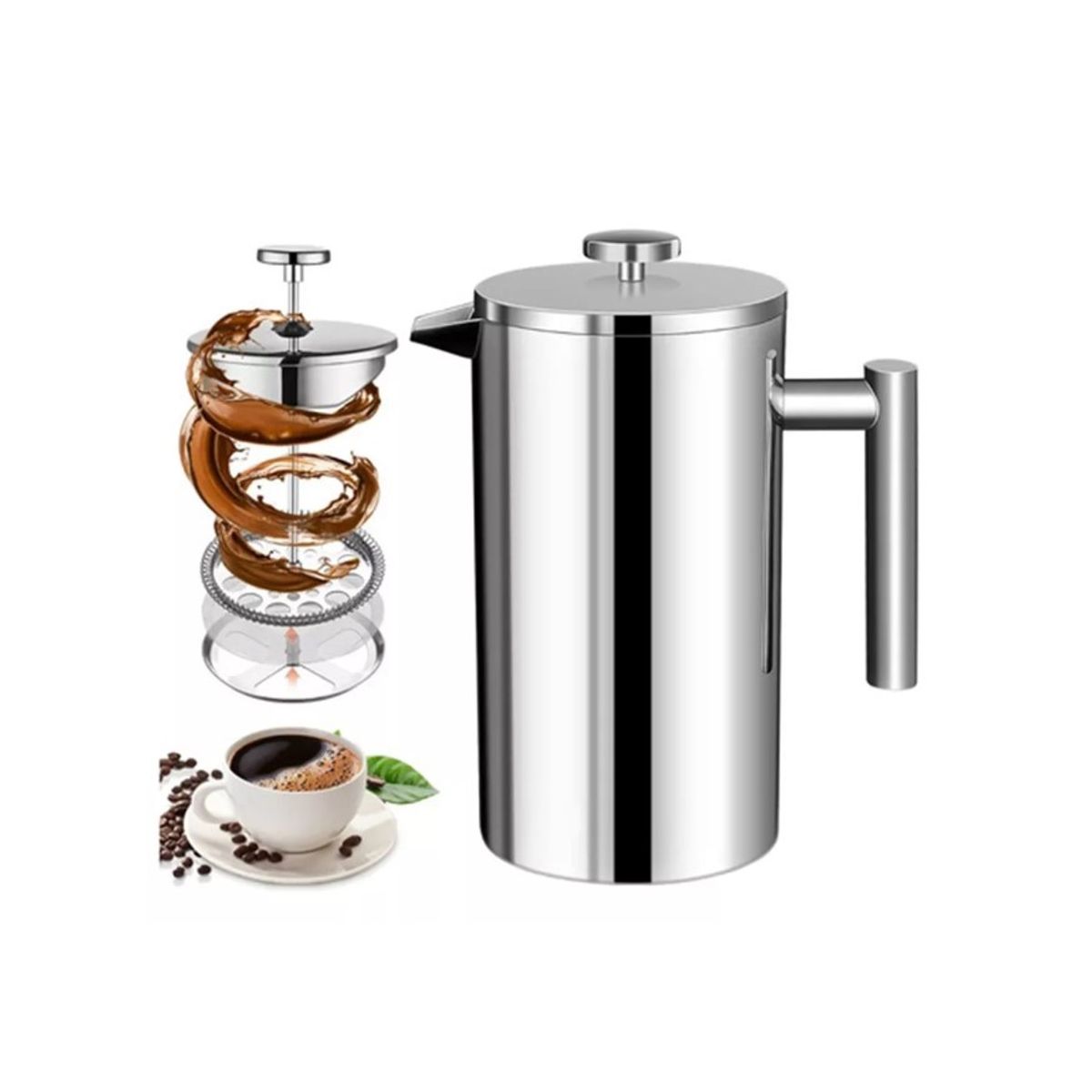 GENERICO - Cafetera De Prensa Francesa De Acero Inoxidable, 800 Ml