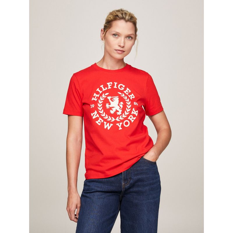 TOMMY HILFIGER - POLERA REGULAR FIT LOGO CREST ROJO TOMMY HILFIGER