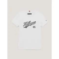 TOMMY HILFIGER - POLERA CON LOGO SCRIPT GRIS