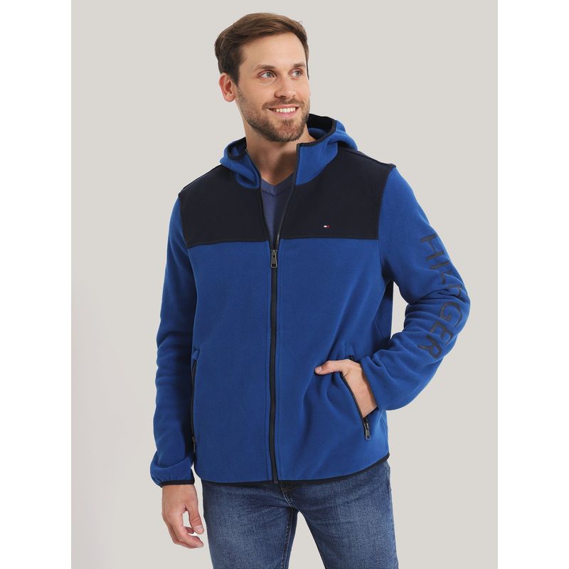TOMMY HILFIGER - POLERÓN HOODIE DE POLAR CON CIERRE AZUL TOMMY HILFIGER