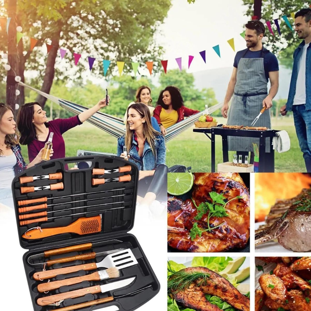 Kit de accesorios tipo maleta para asado 18 piezas, marca GENERICO - Foto 2