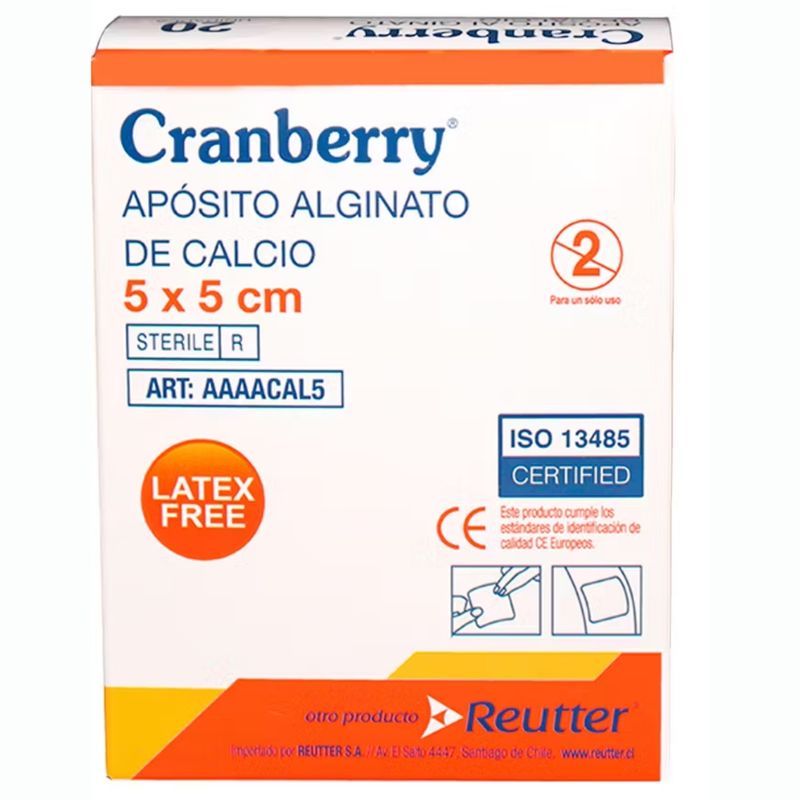 CRANBERRY - Apósito Alginato Calcio 5x5 Cranberry 20 Unidades