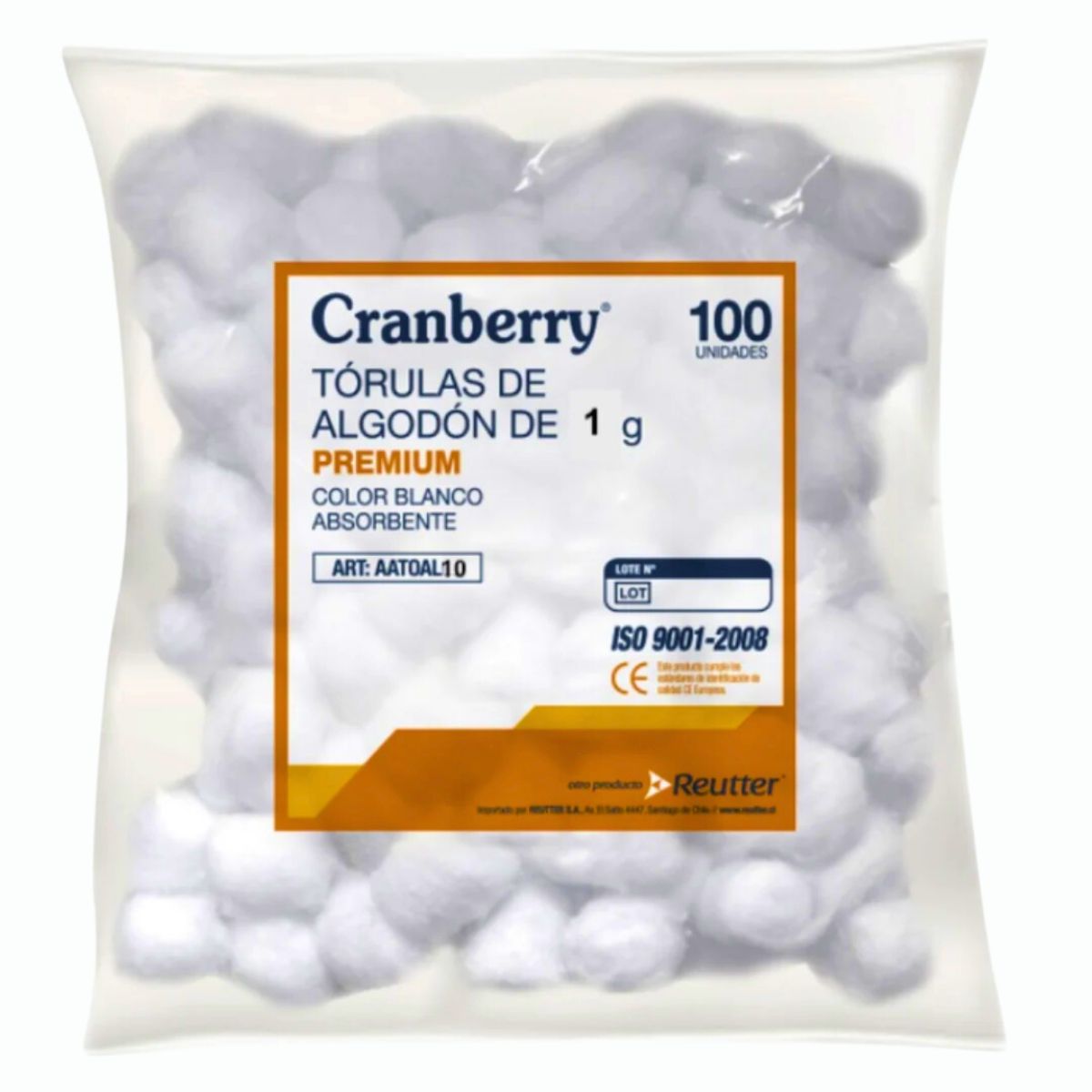 CRANBERRY - Tórulas De Algodón Cranberry 1 Gr 100 Un