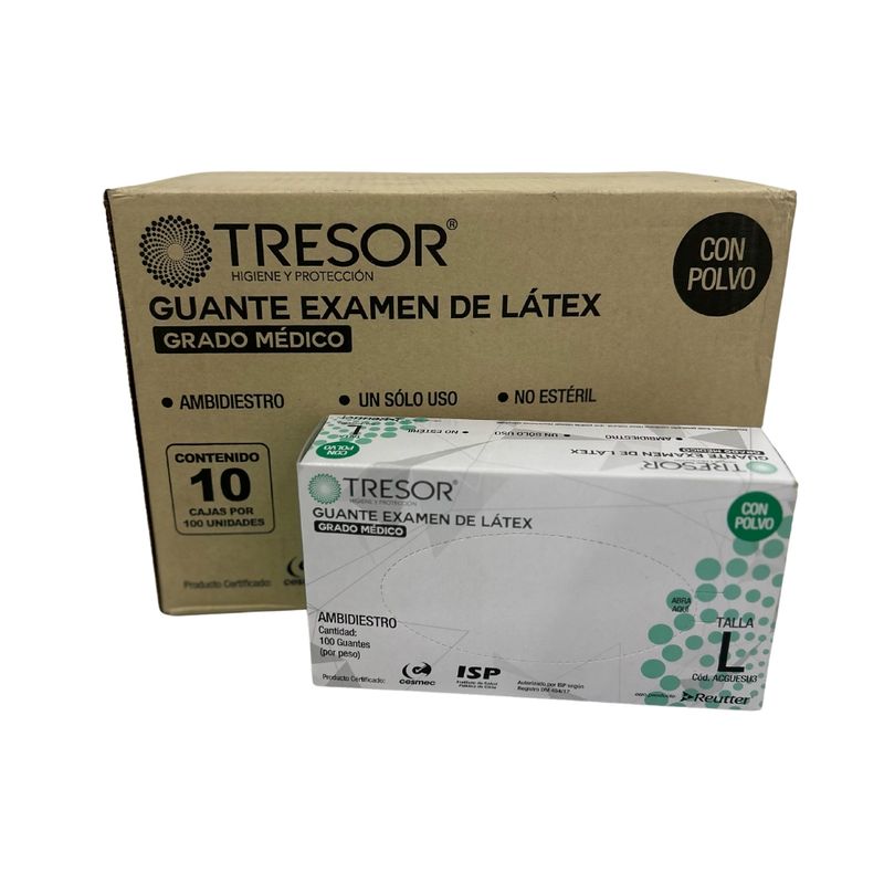 REUTTER - Pack 10 Cajas Guantes Látex Tresor - Talla L