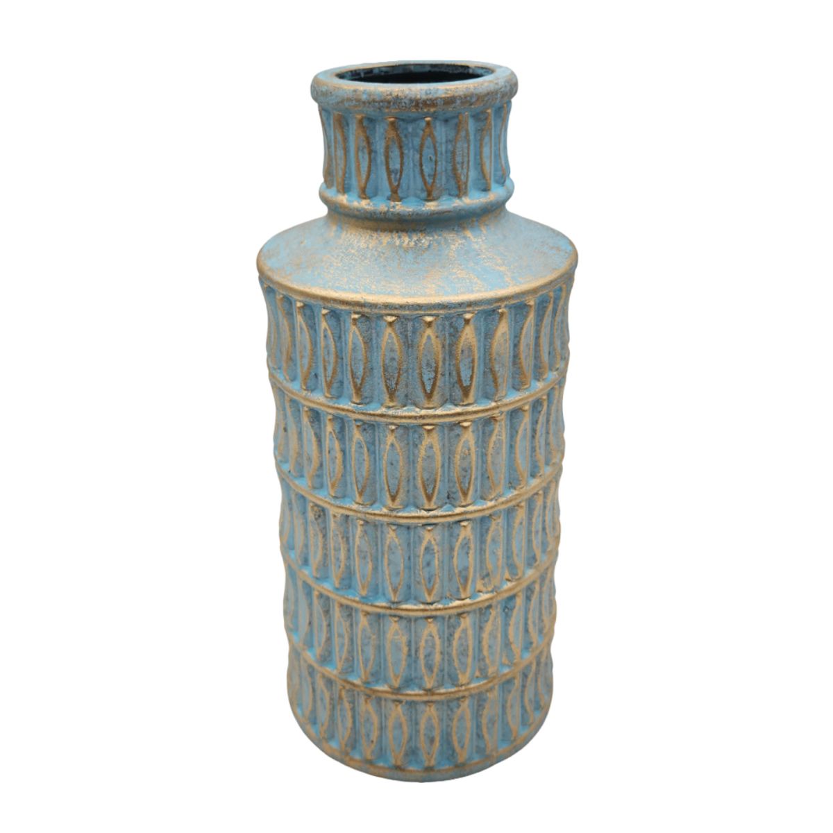 GENERICO - Jarron Florero Ceramica Diseño Egipcio Calipso Dorado Grande.