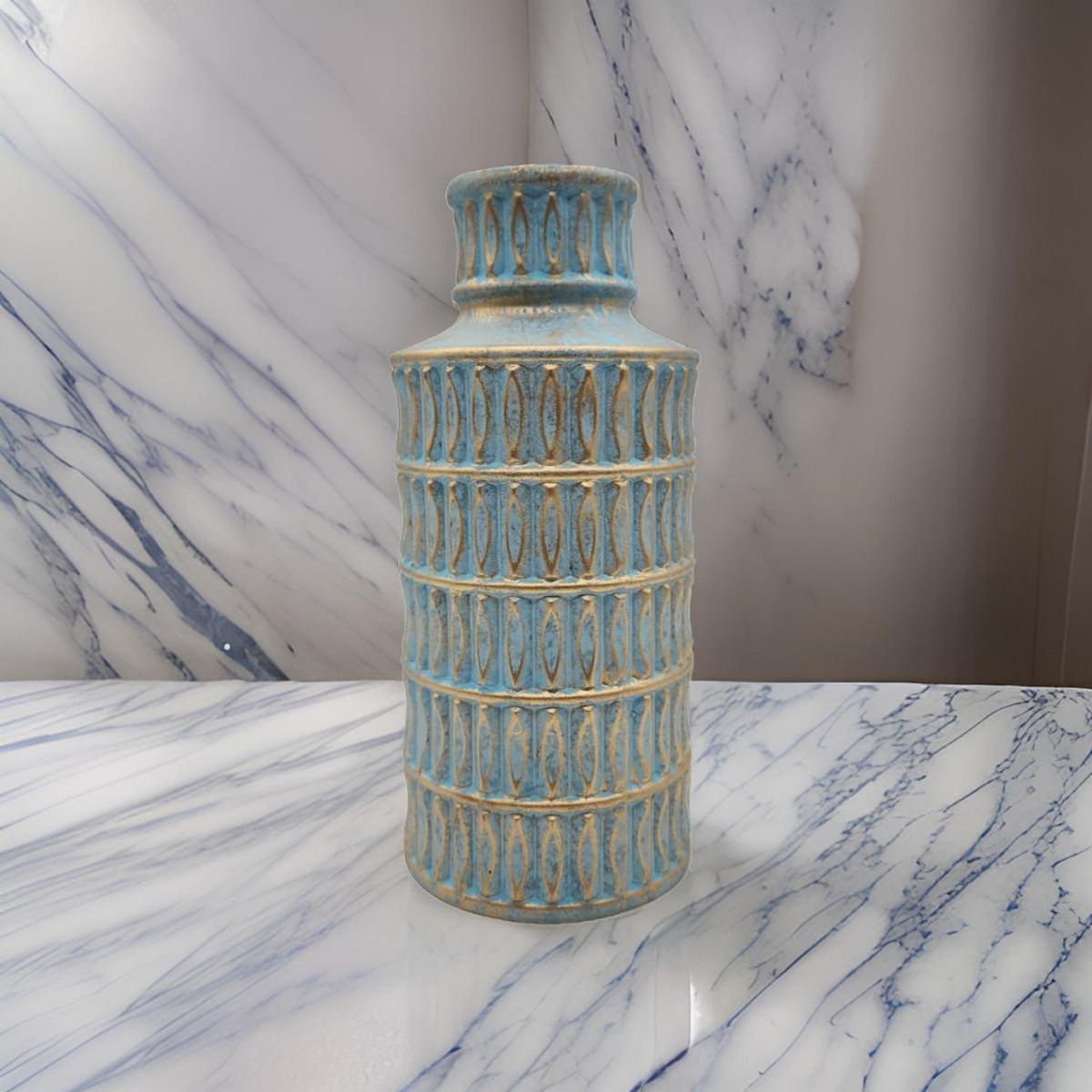 GENERICO - Jarron Florero Ceramica Diseño Egipcio Calipso Dorado Grande.