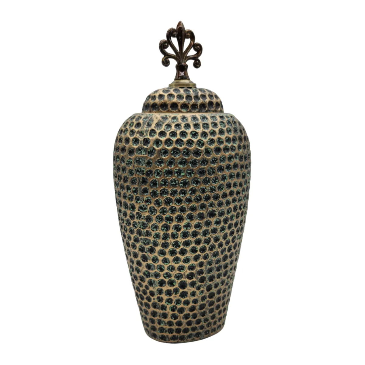 GENERICO - Jarron Florero Ceramica Diseño Envejecido Puntos Alargado